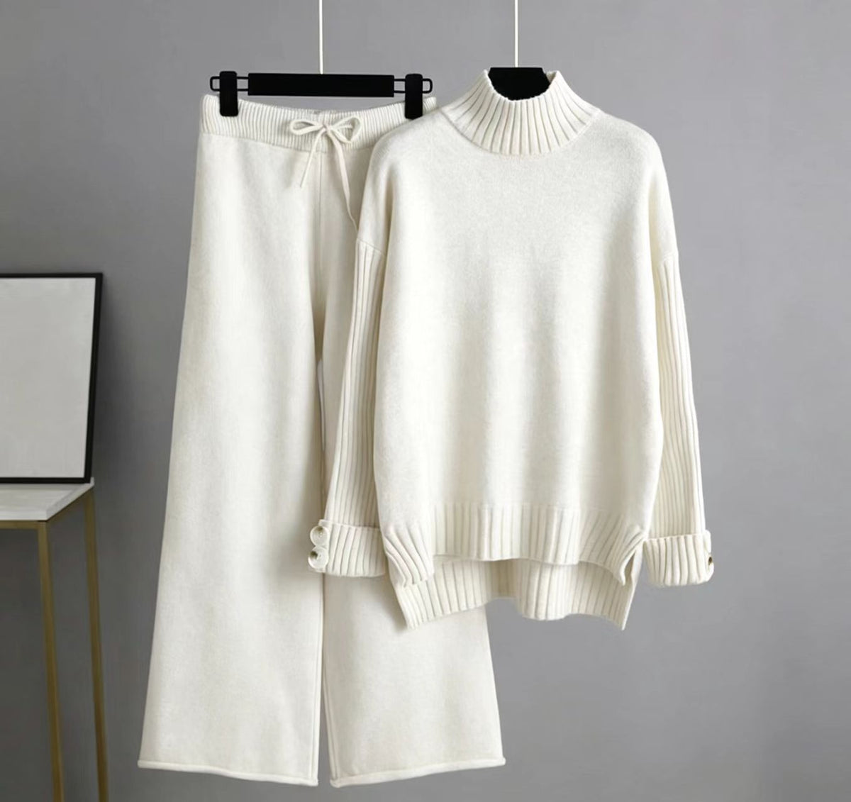 Women's Loose-fitting Half-turtleneck Knitted Set