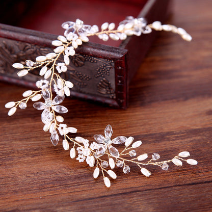 White Pearl Plate Hair Band Wedding Accessories Dress Bridal Headdress
