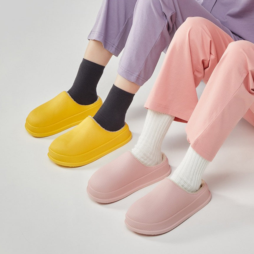 Large Size Men's And Women's Waterproof Non-slip Warm Cotton Slippers