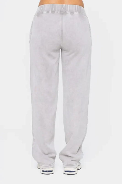 Mono B Elastic Waist Fleece Pants with Pockets