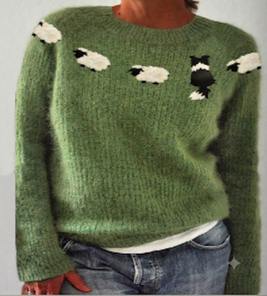 Women's Round Neck Multicolor Sweater