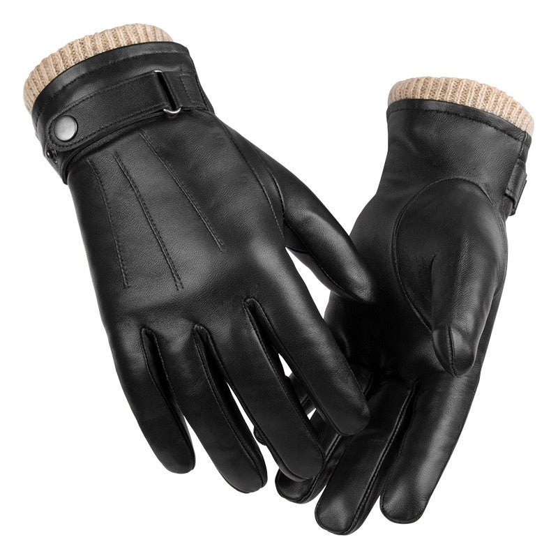 Men's Fleece-lined Windproof Sheepskin Gloves