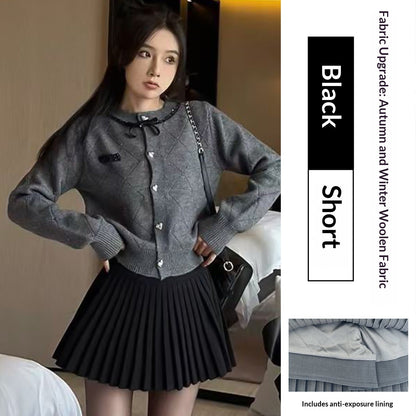 Woolen Slim Pleated Skirt For Women