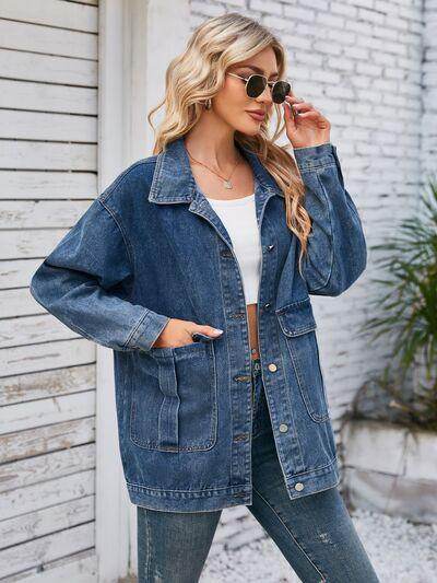 Button Up Long Sleeve Denim Jacket for Stylish Looks
