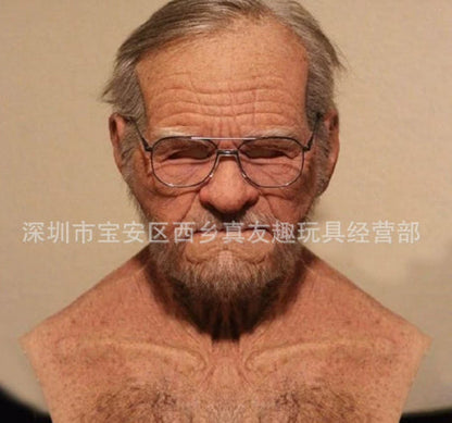 Halloween Granny Mask Latex Headgear Wig Mask