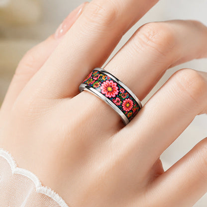 Butterfly Star Moon And Red Rose Colorful Ring For Women
