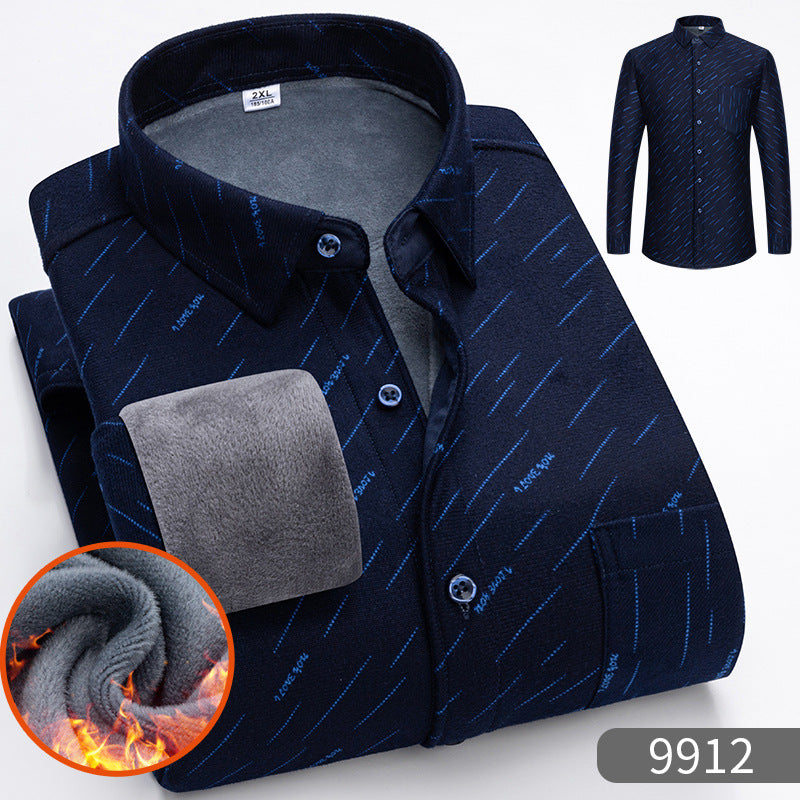 Warm Fleece-Lined Thickened Shirts For Middle-Aged And Senior Men