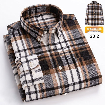 Retro Plaid Long Sleeve Men's Casual Shirt