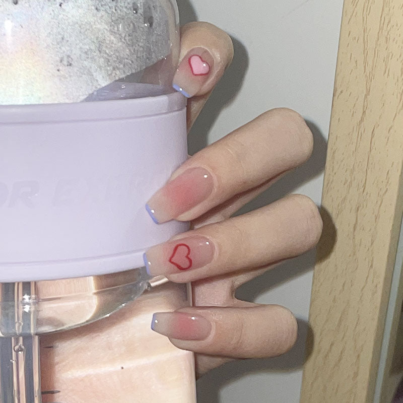 Fashionable Blue and Graffiti Pattern Fake Nails