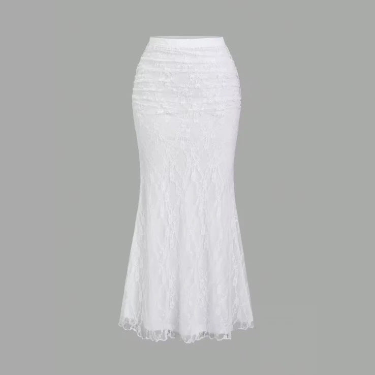 Womens Sheer Lace Hollowed-Out Fishtail Skirt