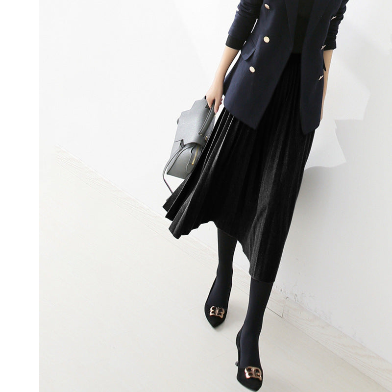 Versatile Knitted Pleated High-Waisted Skirt
