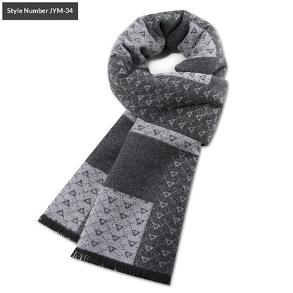 Mens Wool-Blend Plaid Scarf Winter Warmth & Extra Thickness