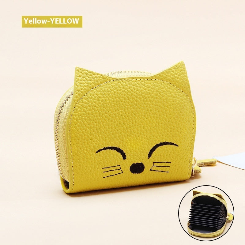 Women's Leather Card Holder with Cartoon Pendant