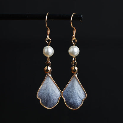 Handmade Intangible Cultural Heritage Silk-Thread Velvet Flower Earrings