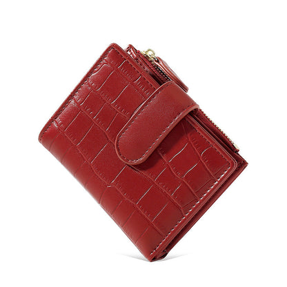 Simple Retro Solid Color Zipper Clasp Mini Short Wallet