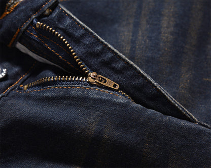 Fashion American Retro Worn Jeans Men