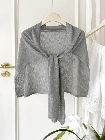 Womens Plus-Size Knitted Shawl With Bamboo-Strip Pattern