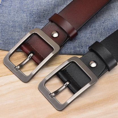 Factory Direct Sales Men's Pin Buckle Belt Casual Versatile Cowhide Men's Belt Genuine Leather Belt Men's Embossed Logo