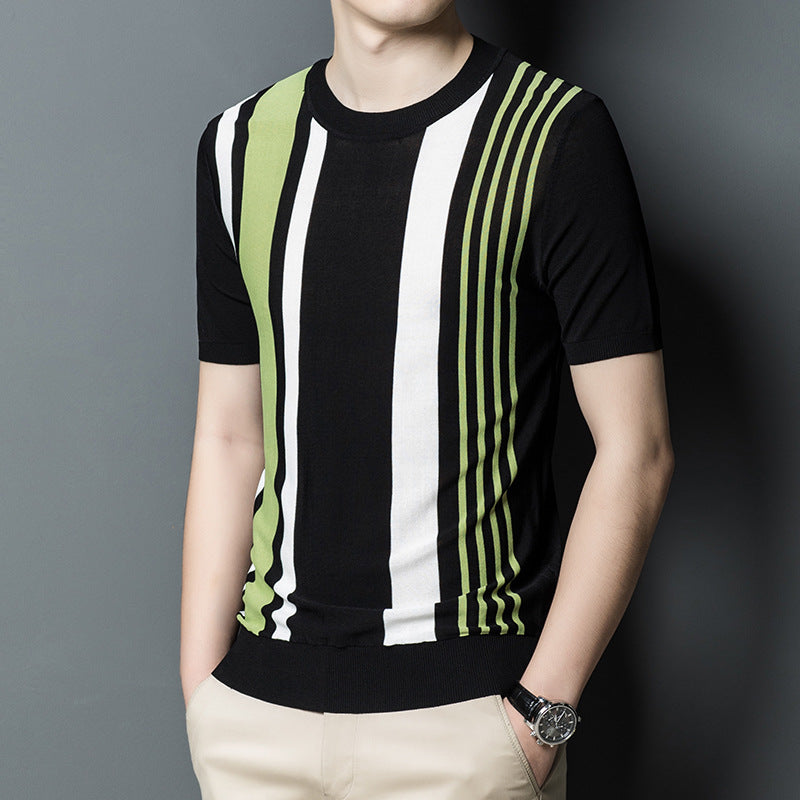 Short Sleeve Men's Knitted T-shirt Printing Casual T-shirt