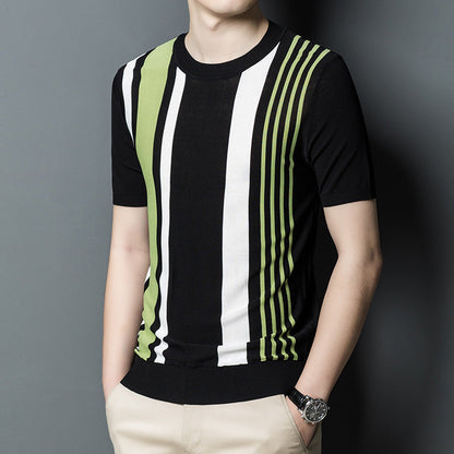 Short Sleeve Men's Knitted T-shirt Printing Casual T-shirt