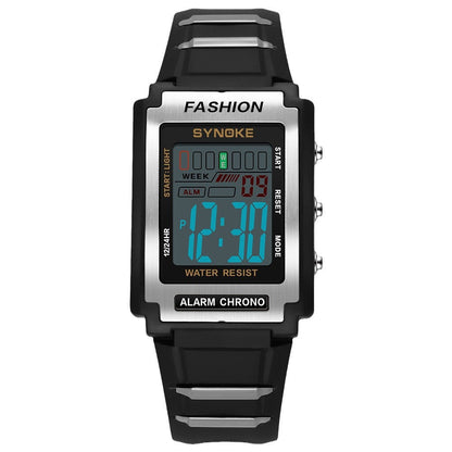 Men's Retro Rectangular Sports Waterproof Luminous Electronic Watch