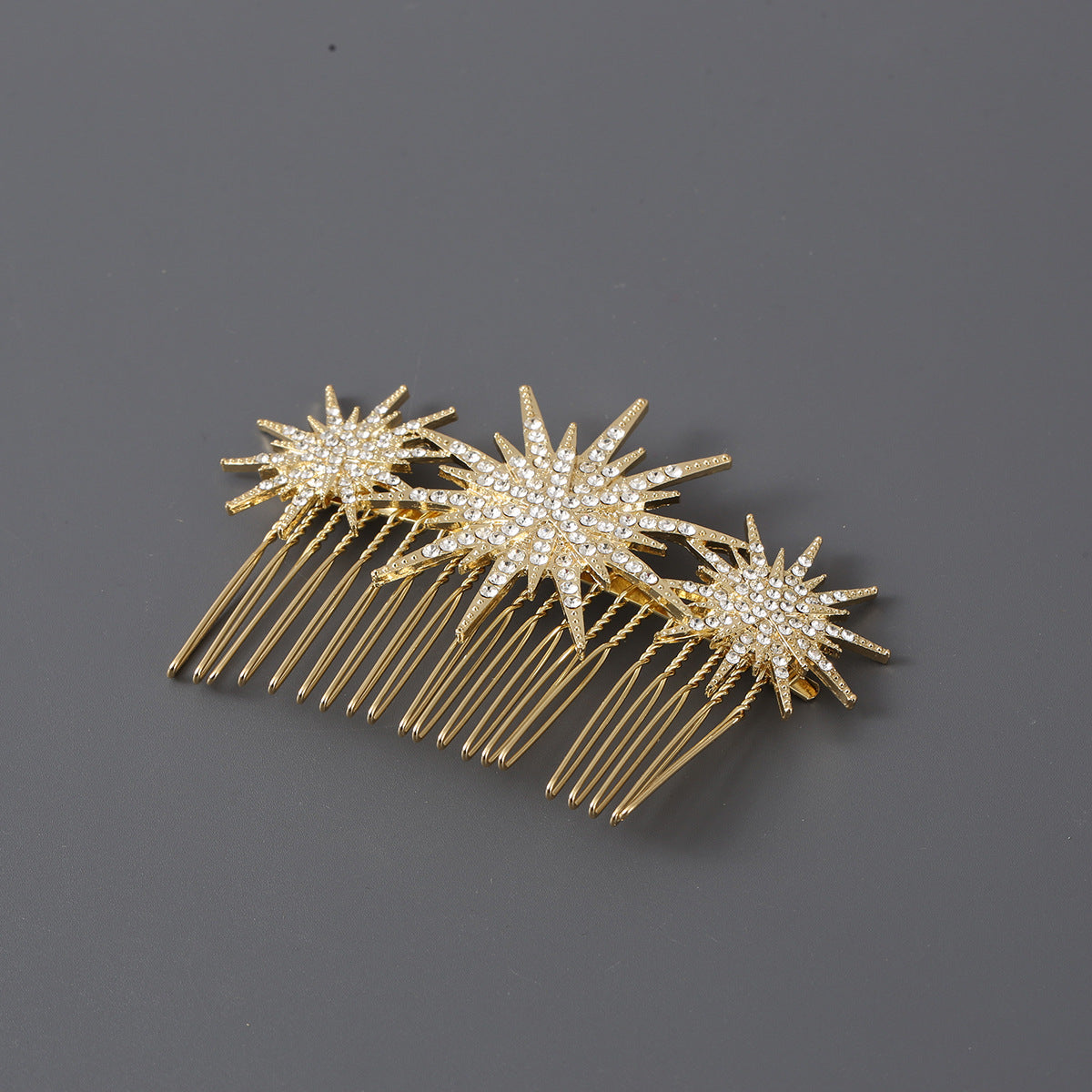 Large And Small Diamond-studded Vintage Hair Comb With A Starry Design