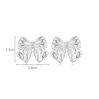 Euro-American Bow Earrings, 18K Copper Plating