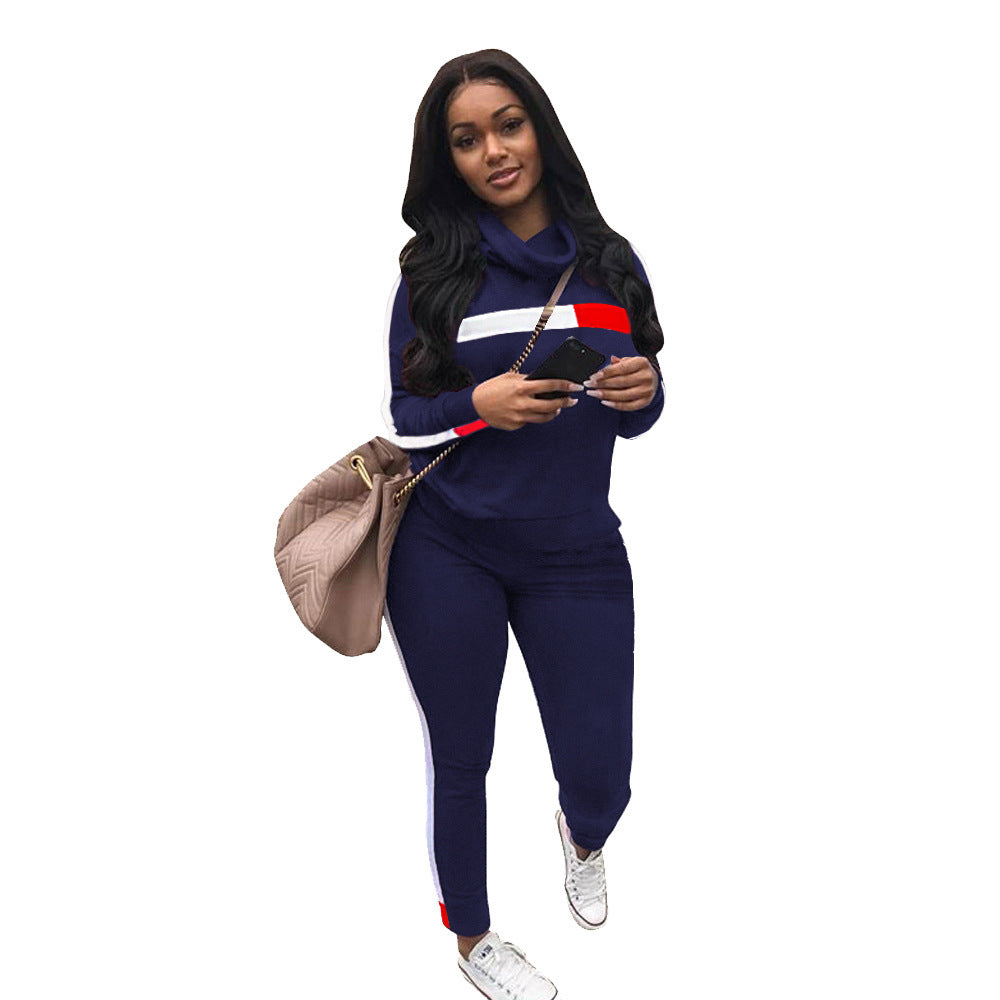 Womens Minimalist Stylish Casual Patchwork Sportswear Set