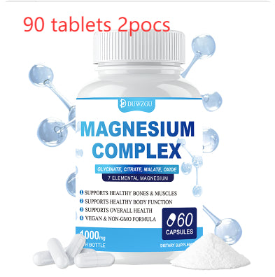Magnesium Complex Supplement With Glycinate Citrate, Malate Oxide, Supports Bone, Muscle Digestive Health, Vegan Non-GMO, 60 Capsules