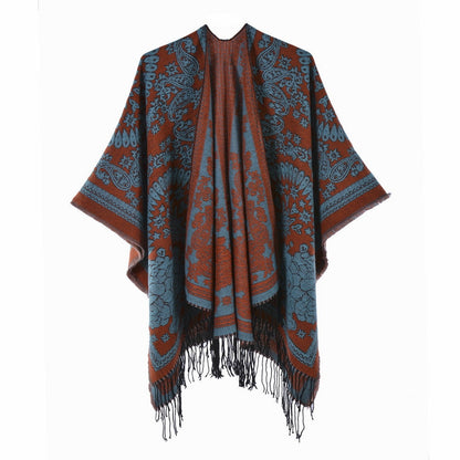 Tasseled Thickened Warm Faux-cashmere Shawl