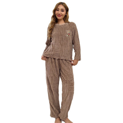Womens Loungewear Cartoon Bear Plush Set