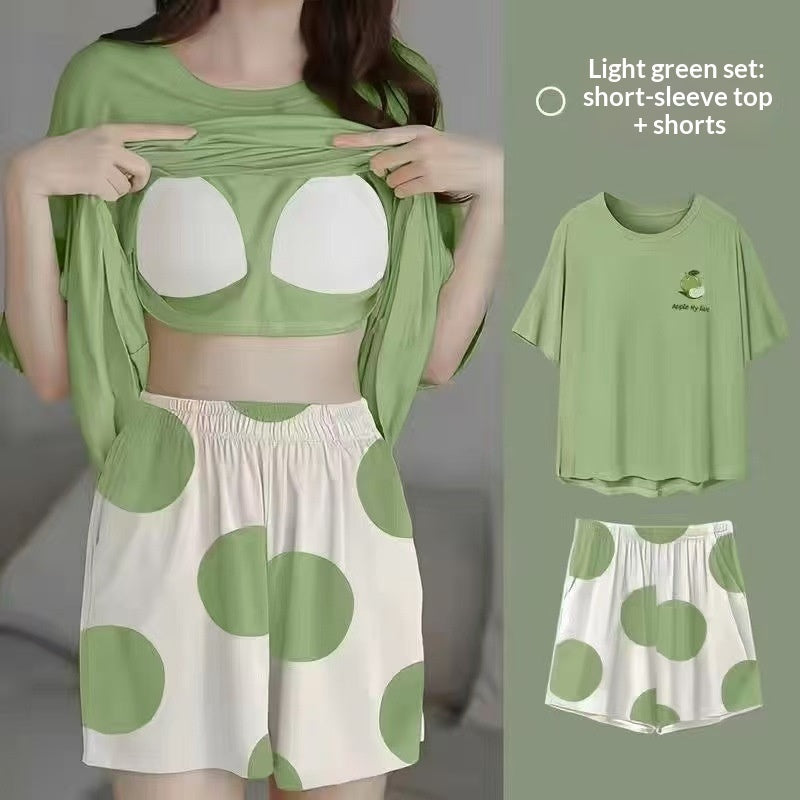 Womens Padded Bra Sleepwear Set