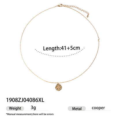 Gold Micro Inlaid Sand Gold Antique Gold Pendant Necklace