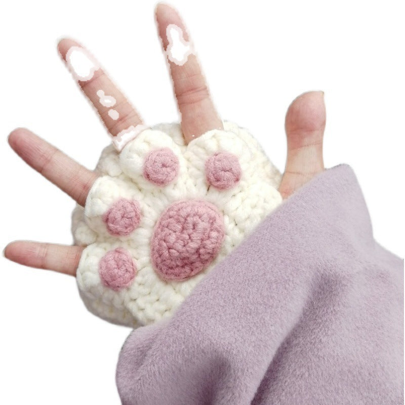 Cat's Paw Half Finger Wool Gloves