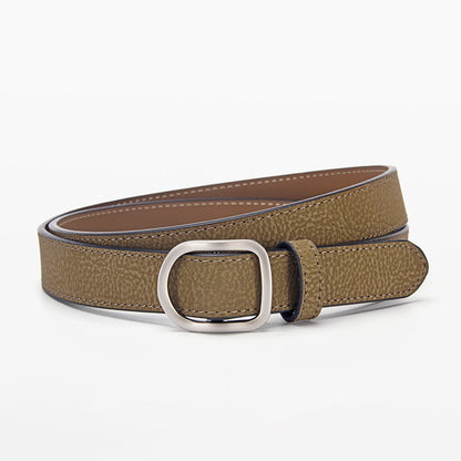 D-Shaped No-Hole Punch-Free Leather Belt For Women, Decorative Niche Design, Korean Style Genuine Leather Belt For Women, Trendy