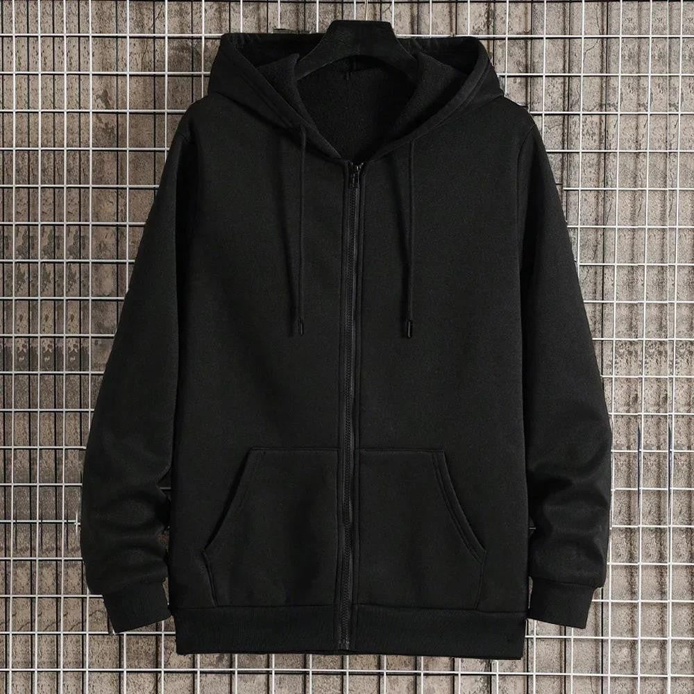 Zip-Up Drawstring Thermal-Lined Hoodie