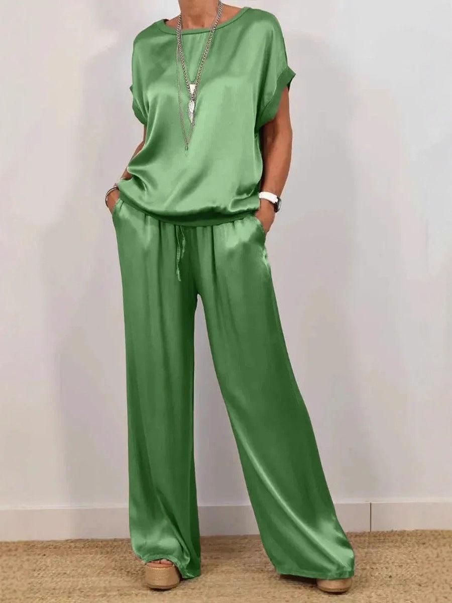 2026 Spring Summer New Cross-Border Trade Amazon Independent Site Trendy Loose Shirt Wide-Leg Pants Casual Set