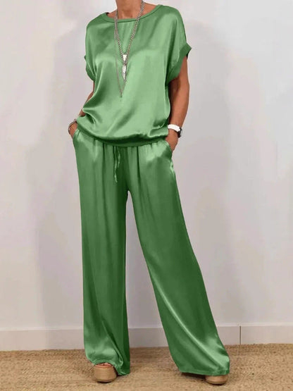 2026 Spring Summer New Cross-Border Trade Amazon Independent Site Trendy Loose Shirt Wide-Leg Pants Casual Set