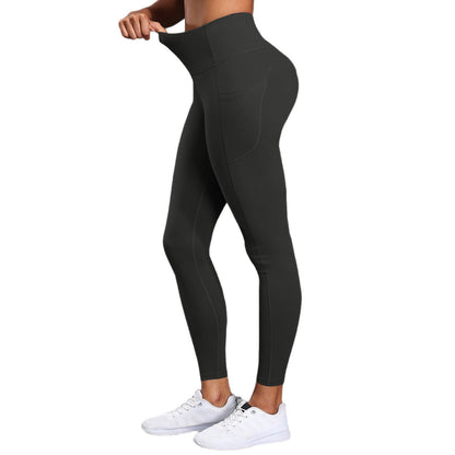 Solid-color Side-pocket Running And Yoga Pants With A Bare-feel Fit