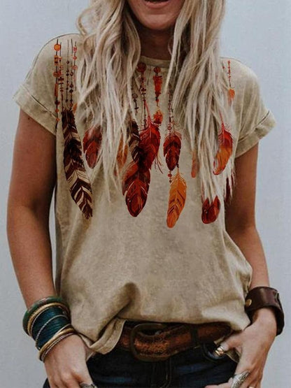Women's Loose And Casual Fashion Fresh Print T-shirt