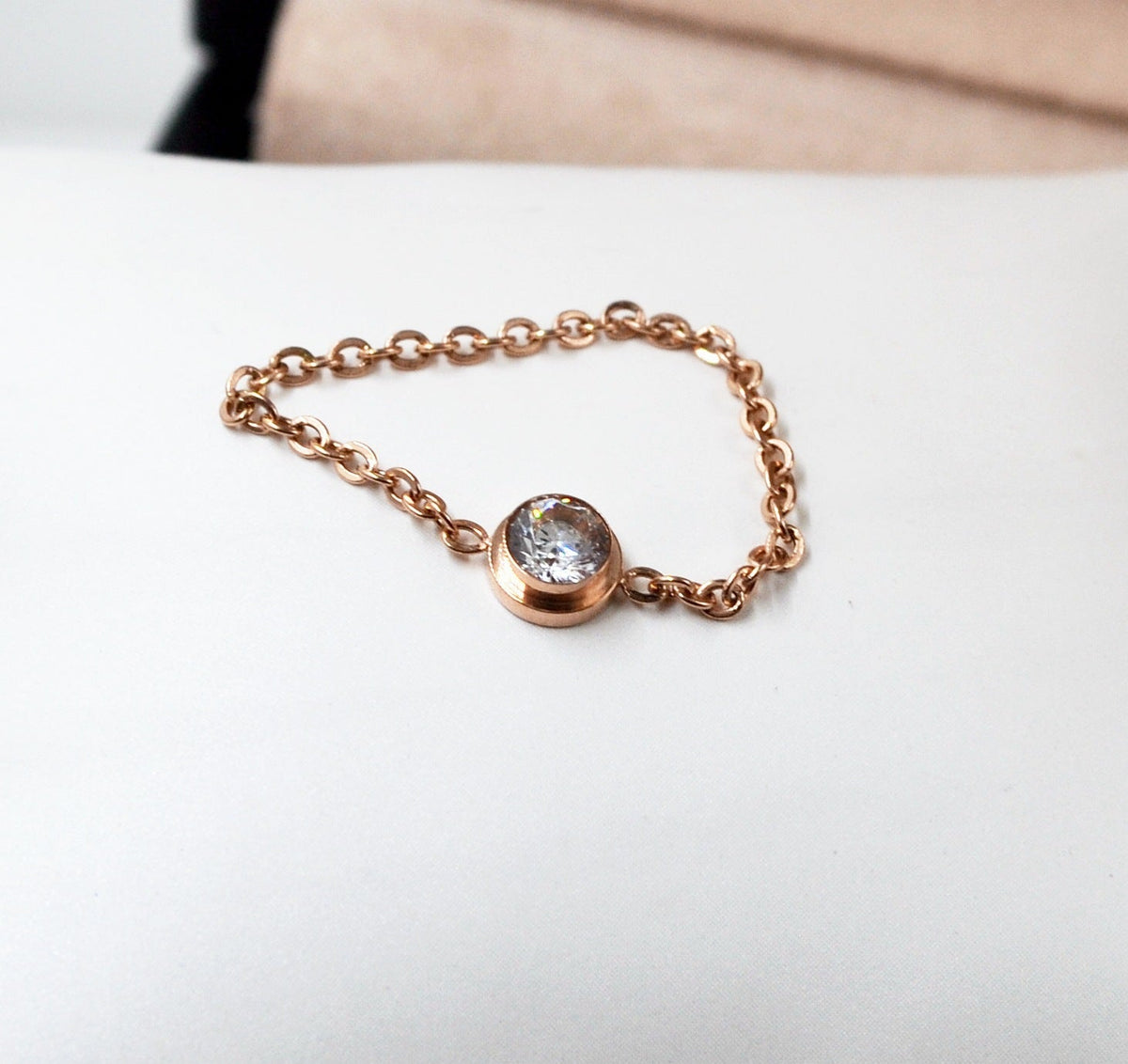 Womens Casual Chain Rhinestone Knuckle Ring