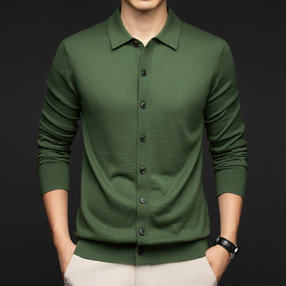 Mens Casual Commuter-style Solid-color Wool Sweater