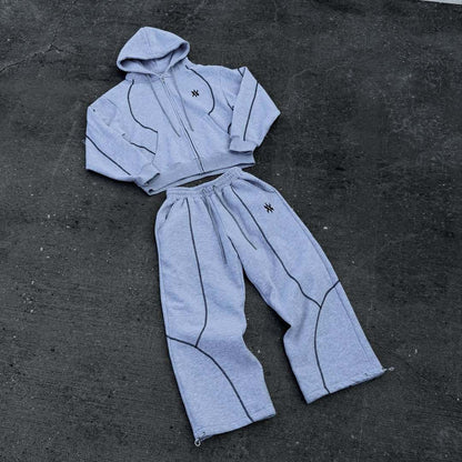 Street Hooded Cardigan Sweater Men's And Women's Same Loose Hooded Sweatpants Suit
