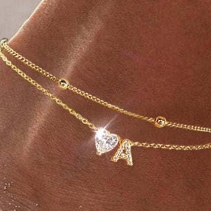 Womens Adjustable Delicate Versatile Double-layer Anklet Set