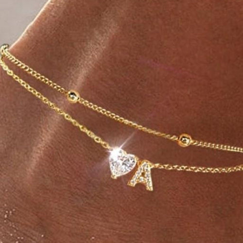 Womens Adjustable Delicate Versatile Double-layer Anklet Set
