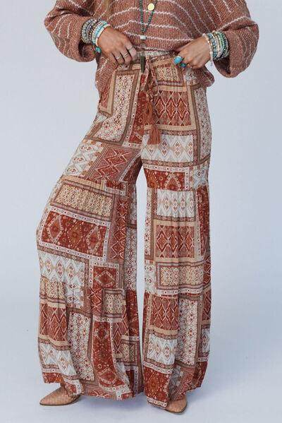 Geometric High Waist Wide Leg Pants for Stylish Comfort