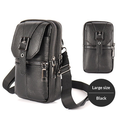 Genuine Leather Belt-Attached Multifunctional Phone Bag Mens Waist Bag
