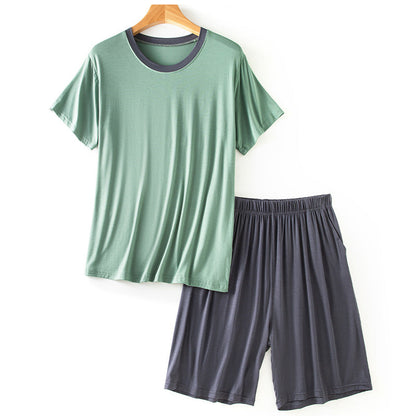 Modal Men's Round Neck Short Sleeve Suit Summer Casual