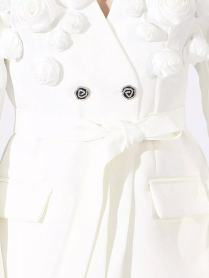 Flower Long Sleeve Blazer and Pants Set