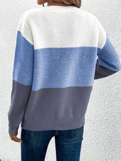 Color Block Boat Neck Sweater for Stylish Layering